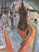 Ernst Ludwig Kirchner The Red Tower in Halle (mk09) painting